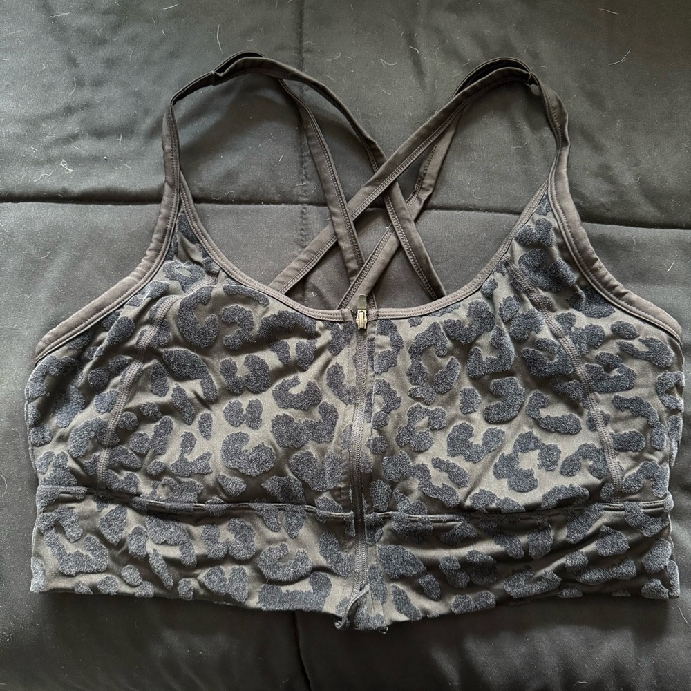 Leopard Print Crisscross Sports Bra